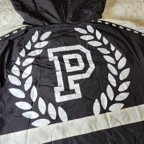 Victoria's Secret PINK Black and White Half-Zip Hooded Anorak Windbreaker Jacket - Picture 8 of 8